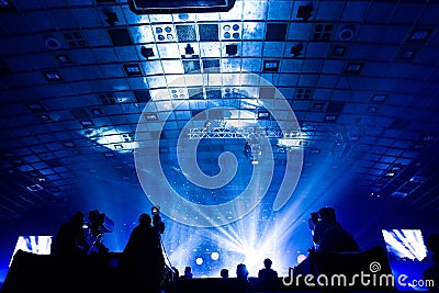 A group of cameramen working during the concert Stock Photo