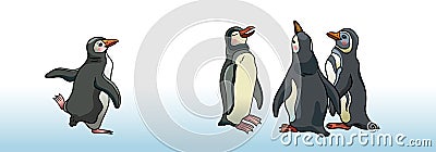 Set of magellanic penguins Vector Illustration