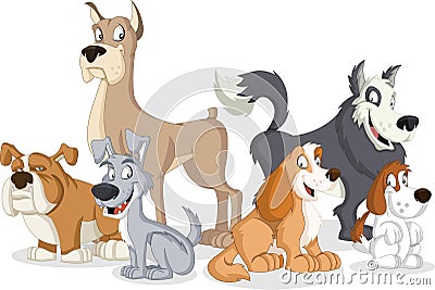 Group of cartoon dogs. Vector Illustration