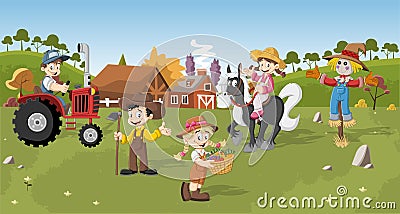 Group of cartoon farmers Vector Illustration