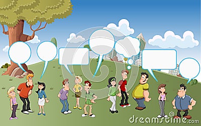 Group of cartoon people talking Vector Illustration