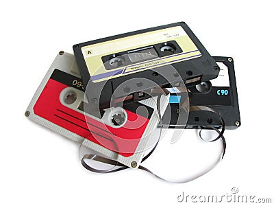 Group of cassette tapes Stock Photo