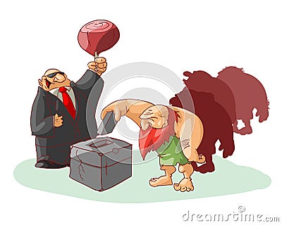 Group of cavemen voting Vector Illustration