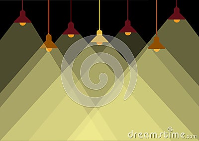 Group of ceiling lamp and yellow lights,Vector illustrations Stock Photo