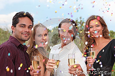 Group champagne toast at party or wedding Stock Photo