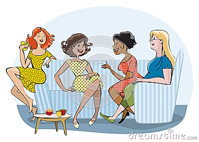 Group of a chatting women Vector Illustration