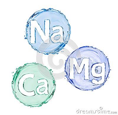 Group of chemical minerals and microelements. Stock Photo