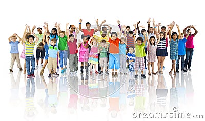 Group of Children Celebrating Friendship Cheerful Concept Stock Photo