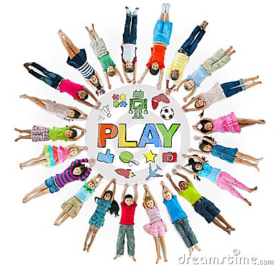 Group of Children in Circle and Play Concept Stock Photo