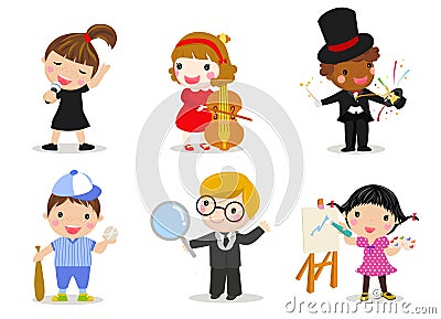 Group of children collection Vector Illustration