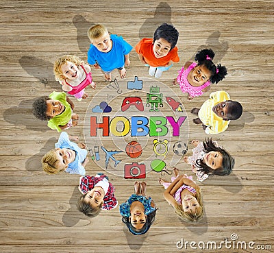 Group of Children With Different Activities Stock Photo