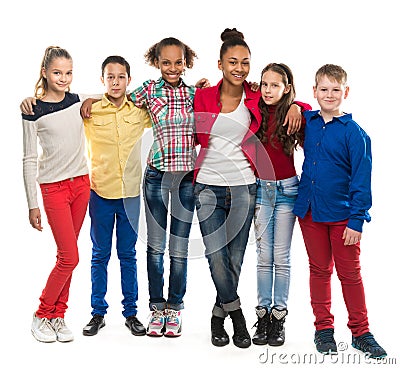 Group of children with different complexion Stock Photo
