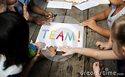 Group of Children are in a Field Trips Stock Photo