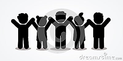 Group of children holding hands icon Vector Illustration