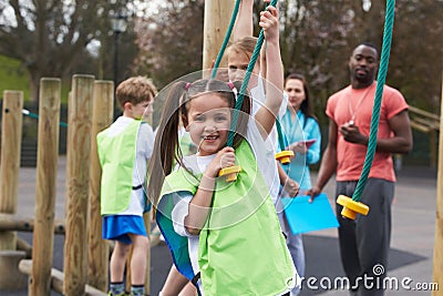 Group Of Children In School Physical Education Class Stock Photo