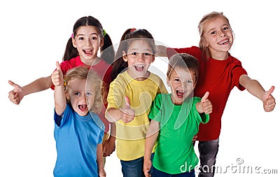 Group of children with thumbs up sign Stock Photo