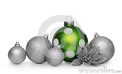 Group of christmas balls isolated on white background Stock Photo