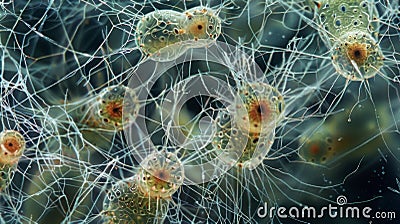 A group of ciliates tangled together in a tangled web of cilia and illustrating the intricate and mysterious ways in Stock Photo