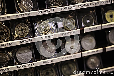 Group of coins for magicians Stock Photo