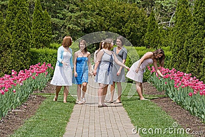 Group of College Girls Stock Photo