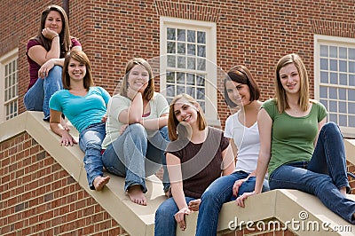 Group of College Girls Stock Photo
