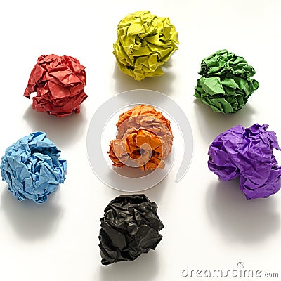 Group of color crumpled paper ball Stock Photo