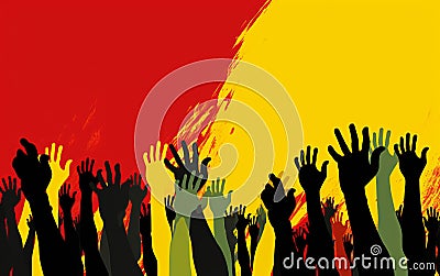 many colorful arms in different colors Stock Photo