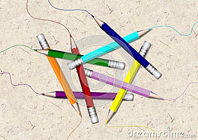 Group of colored pencils Stock Photo