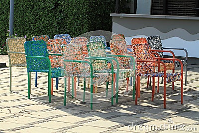 Group of colorful chair Stock Photo