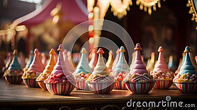 A group of colorful cupcakes on a table Stock Photo