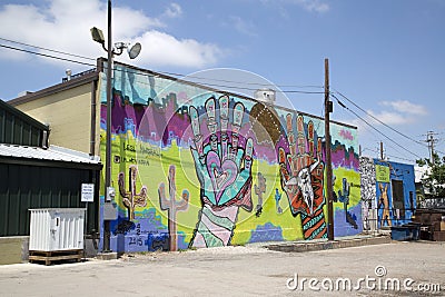 Group colorful graffiti on the wall of building Editorial Stock Photo