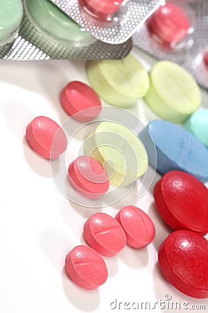 Group of colorful medicine pills Stock Photo