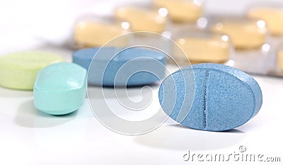 Group of colorful medicine pills Stock Photo