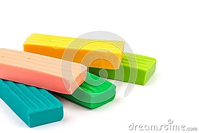 Group of colorful plasticine isolated on white background Stock Photo