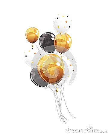 Group of Colour Glossy Helium Balloons Isolated on White Background. Vector Illustration Vector Illustration