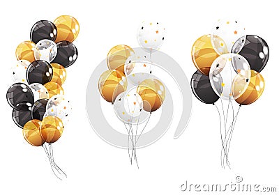 Group of Colour Glossy Helium Balloons Isolated on White Background. Vector Illustration Vector Illustration