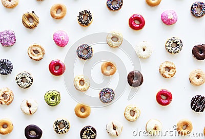 Group of Colourful Doughnut Bakery Sweet Dessert Stock Photo