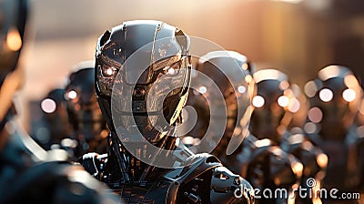 Group of Combat Robots Soldiers Stock Photo