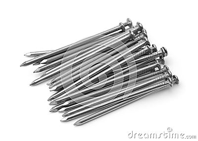 Group of common steel nails Stock Photo