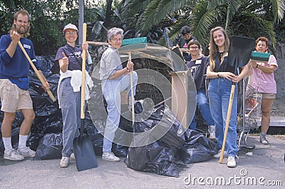 A group of community people clean up the river Editorial Stock Photo