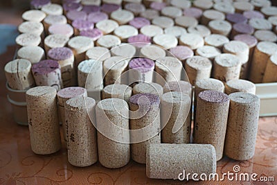 Bunch of cork stoppers to close wine bottles Stock Photo