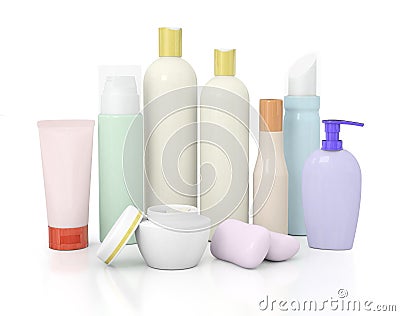 Group of cosmetic bottles Stock Photo