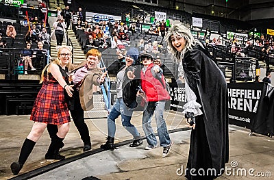 Group of cosplayers having fun Editorial Stock Photo