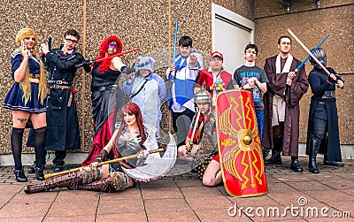 Group of cosplayers at Yorkshire Cosplay Convention Editorial Stock Photo