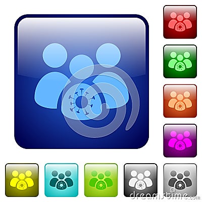 Group covid infection color square buttons Vector Illustration