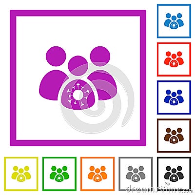 Group covid infection flat framed icons Vector Illustration