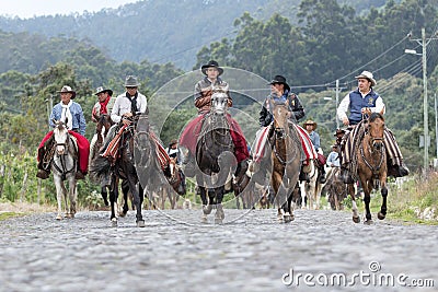 Group of cowboys on horseback Editorial Stock Photo