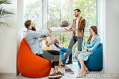 Group of coworkers during the break in the office Stock Photo