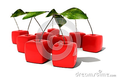 Group of cubic cherries Stock Photo