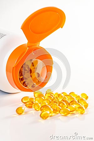 Omega pills. Group cure capsule pills vitamin d Stock Photo